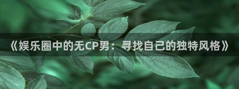 bg大游娱乐官网：《娱乐圈中的无CP男：寻找自己的独特风格》